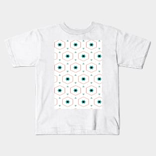 Turquoise geo flowers Kids T-Shirt